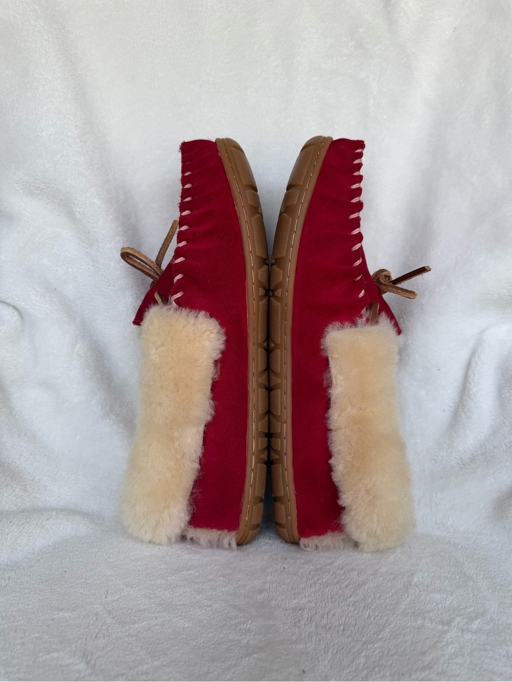 Llbean wicked good warm slippers us women’s size 10 red suede shearling lined - Picture 6 of 9